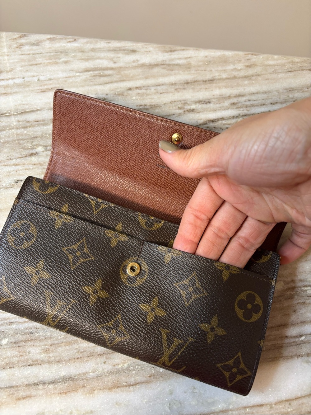 Louis Vuitton Monogram Long Wallet Brown Canvas Snap Closure Vintage LV Wallet - Picture 6 of 11